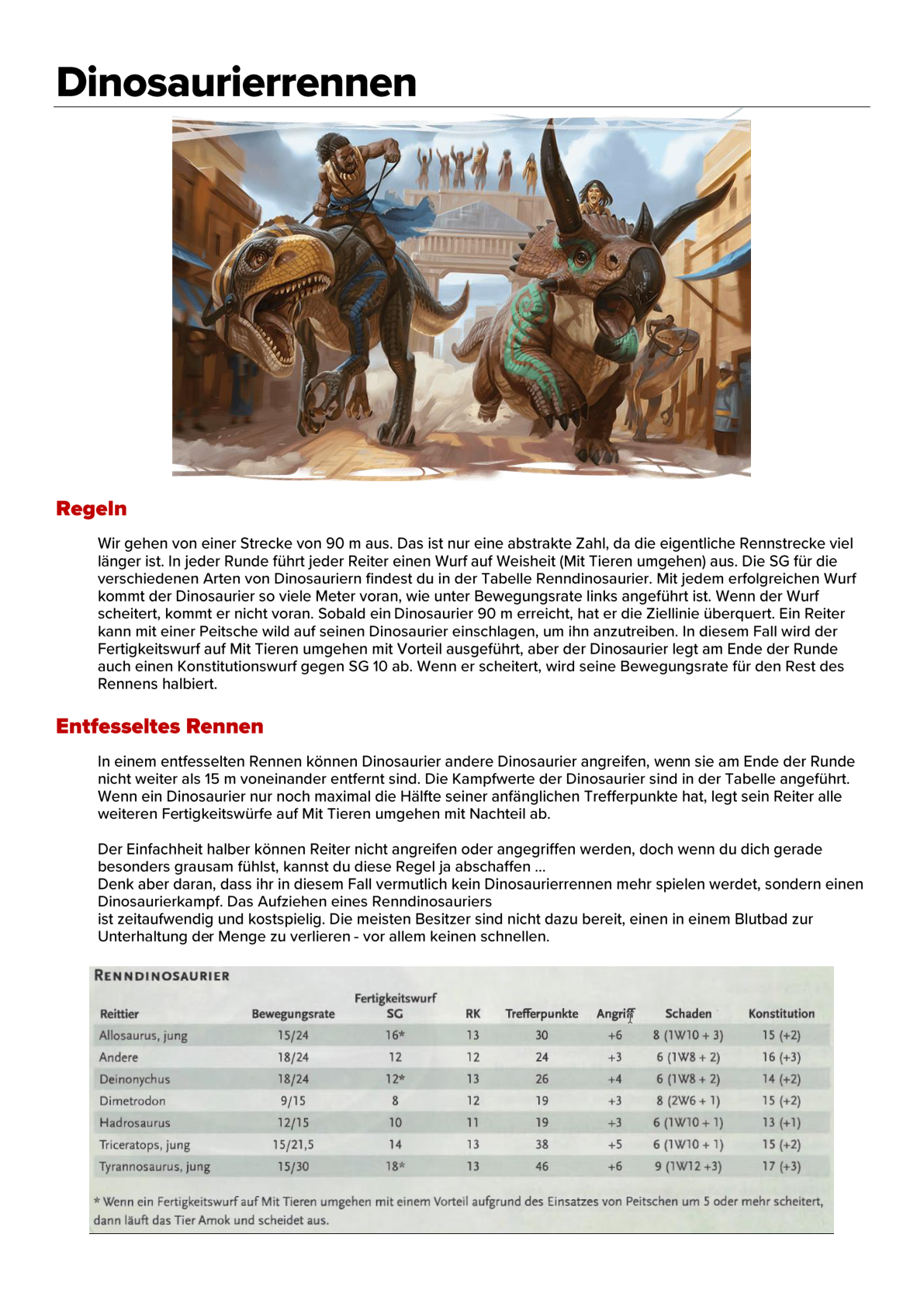 Cover von Dinosaurierrennen Regeln